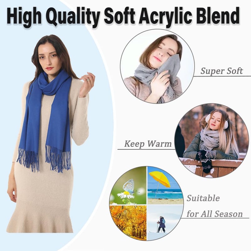 TwoYek Womens Gifts Pashmina Shawl Wrap Scarf Soft Large Stole Birthday Christmas Elegant Gift Ideas for Women Ladies Blue - Image 2